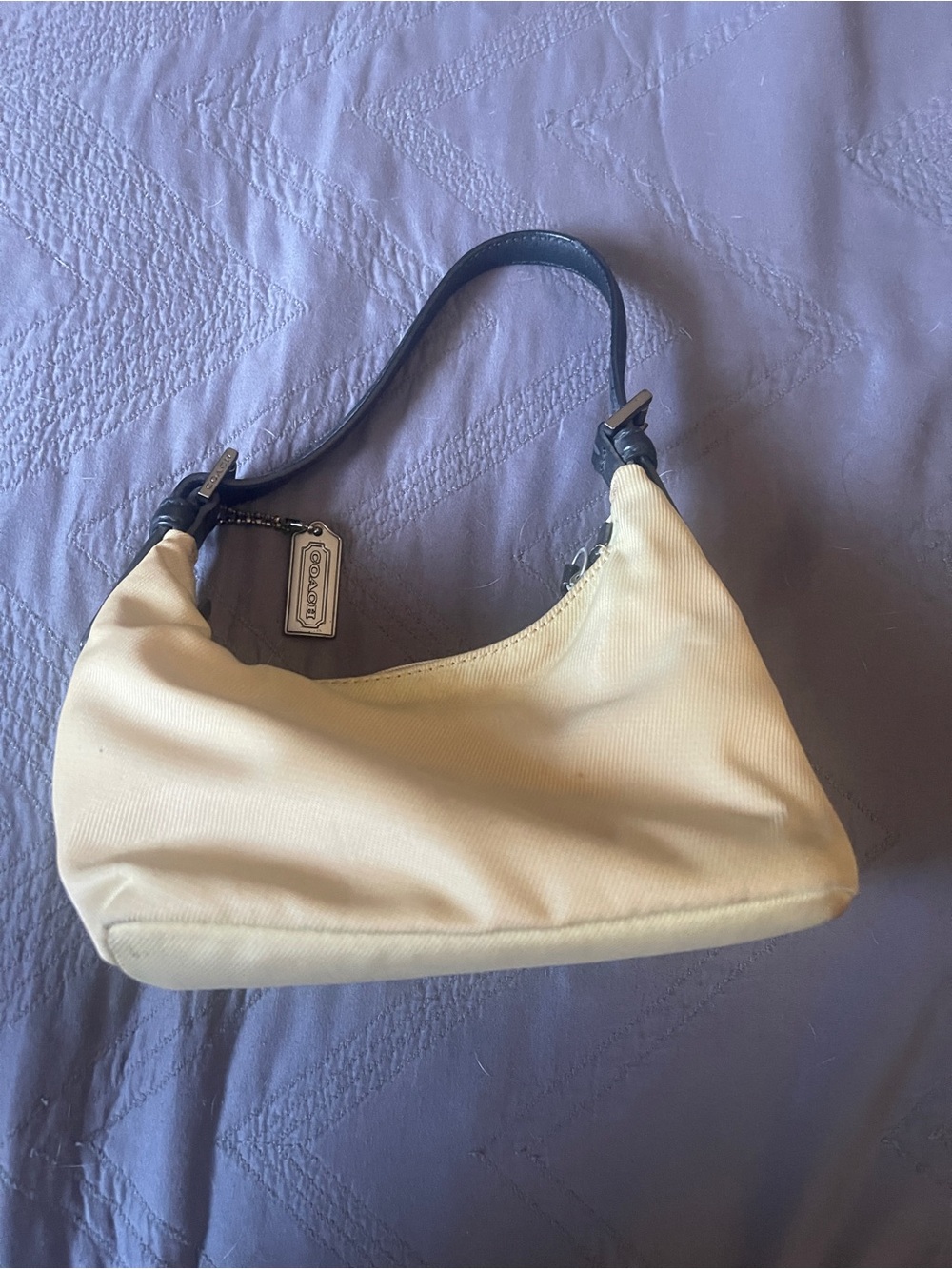 Coach Cream Shoulder Bag with Black Strap
